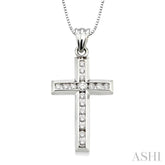 1/2 ctw Round Cut Diamond Cross Pendant in 14K White Gold with Chain